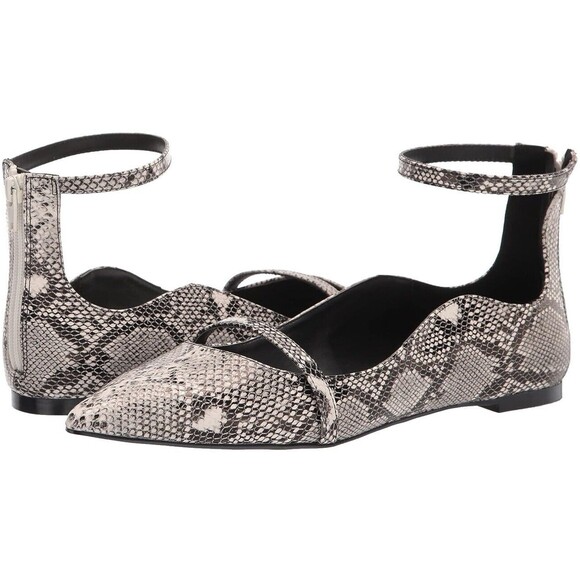 Rampage Blakely Flat Ballet Shoes Ankle Strap BW Snake Skin SZ 7 NWOB Preppy - Picture 7 of 10